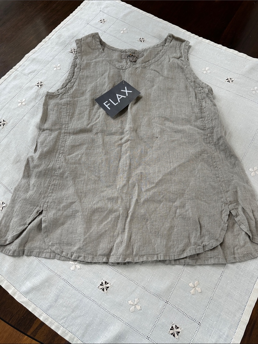 Flax Linen Sleeveless Tunic in Light Taupe